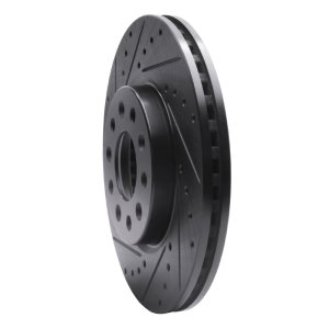 Buick LaCrosse Brake Rotor (1) - Front Left - R1 Concepts - Drilled & Slotted - Black - `16-`21